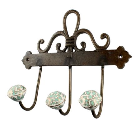 Sea Green Hexagon Small Ceramic Iron Hook